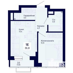 1-к квартира, вторичка, 37м2, 11/18 этаж