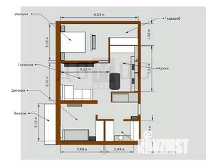2-к квартира, вторичка, 61м2, 14/17 этаж
