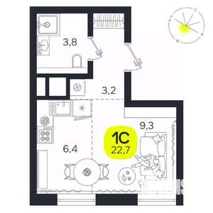 1-к квартира, вторичка, 23м2, 24/27 этаж