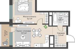 1-к квартира, вторичка, 48м2, 21/18 этаж