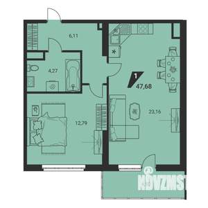 2-к квартира, вторичка, 48м2, 17/25 этаж