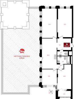 4-к квартира, строящийся дом, 168м2, 21/32 этаж
