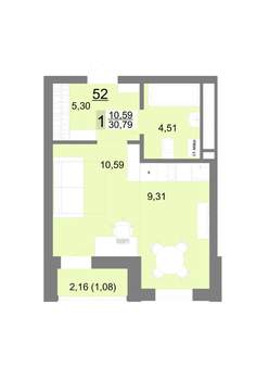 Студия квартира, строящийся дом, 31м2, 7/22 этаж