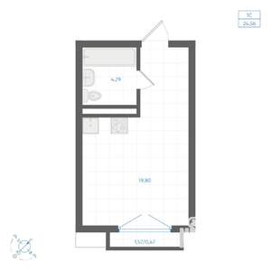 Студия квартира, вторичка, 25м2, 4/4 этаж