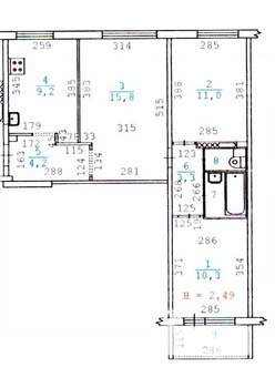 3-к квартира, вторичка, 58м2, 8/9 этаж