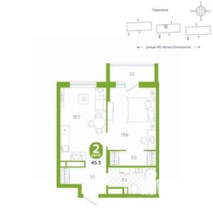 1-к квартира, вторичка, 45м2, 10/20 этаж
