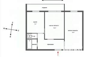 2-к квартира, вторичка, 47м2, 1/9 этаж