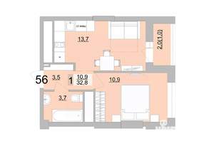 1-к квартира, строящийся дом, 33м2, 10/24 этаж