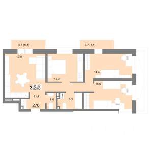 3-к квартира, вторичка, 80м2, 8/18 этаж