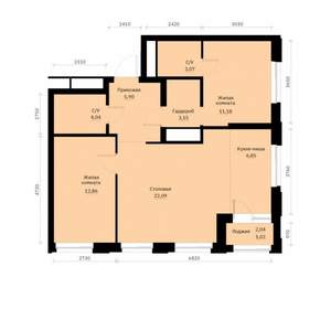 2-к квартира, вторичка, 70м2, 10/30 этаж