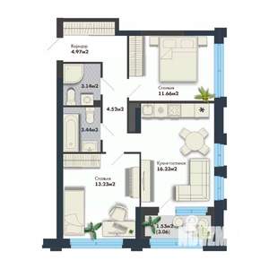 2-к квартира, вторичка, 59м2, 3/25 этаж