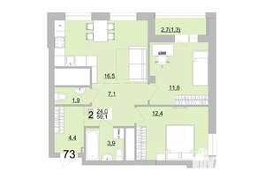 2-к квартира, вторичка, 59м2, 12/24 этаж