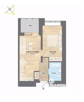 1-к квартира, вторичка, 40м2, 26/30 этаж