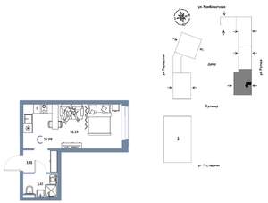 Студия квартира, строящийся дом, 25м2, 20/24 этаж