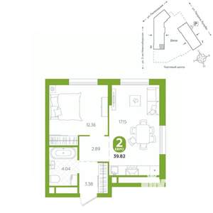 2-к квартира, вторичка, 40м2, 2/24 этаж