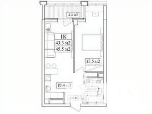 1-к квартира, вторичка, 44м2, 4/31 этаж
