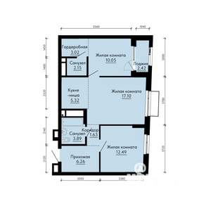 3-к квартира, вторичка, 63м2, 30/31 этаж