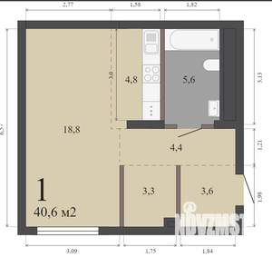 Студия квартира, строящийся дом, 41м2, 8/32 этаж