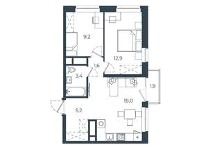 2-к квартира, вторичка, 52м2, 6/25 этаж