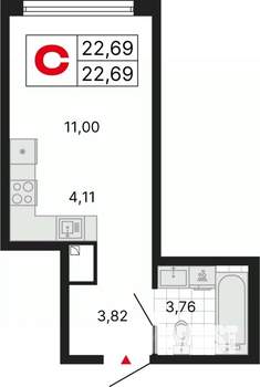 Студия квартира, вторичка, 23м2, 16/25 этаж