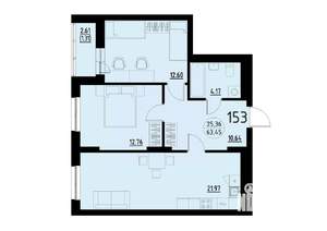 2-к квартира, строящийся дом, 63м2, 16/25 этаж