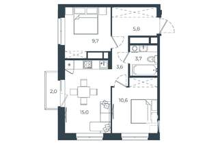 2-к квартира, вторичка, 50м2, 12/25 этаж