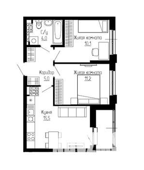 2-к квартира, вторичка, 47м2, 12/15 этаж