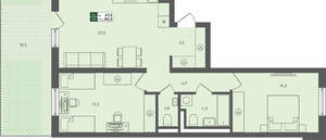 2-к квартира, вторичка, 87м2, 1/4 этаж