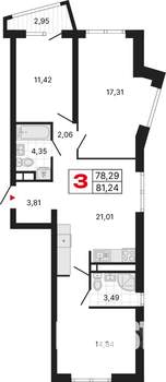 3-к квартира, вторичка, 81м2, 24/31 этаж
