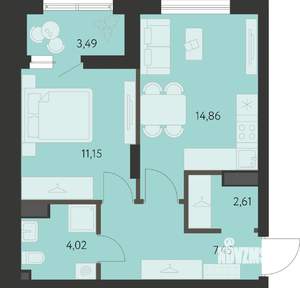 1-к квартира, вторичка, 42м2, 11/21 этаж