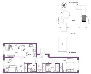 3-к квартира, строящийся дом, 61м2, 7/24 этаж