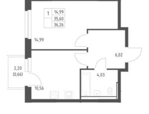 1-к квартира, вторичка, 36м2, 8/30 этаж