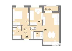 2-к квартира, вторичка, 62м2, 11/26 этаж