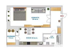 1-к квартира, вторичка, 40м2, 5/7 этаж