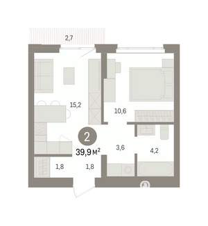 1-к квартира, вторичка, 40м2, 5/7 этаж
