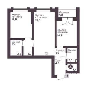 2-к квартира, вторичка, 62м2, 23/30 этаж