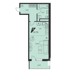 1-к квартира, вторичка, 32м2, 24/25 этаж