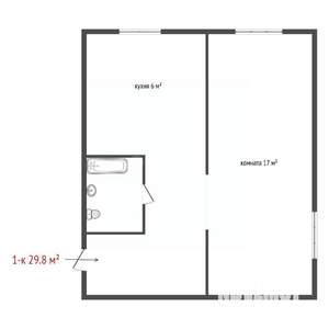 1-к квартира, вторичка, 30м2, 1/5 этаж