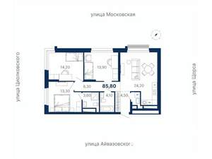 3-к квартира, вторичка, 86м2, 22/30 этаж