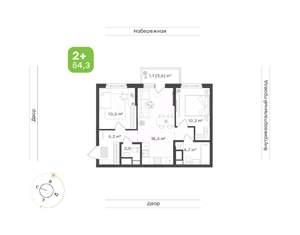 2-к квартира, вторичка, 54м2, 18/24 этаж