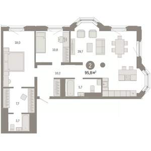 2-к квартира, вторичка, 96м2, 8/24 этаж