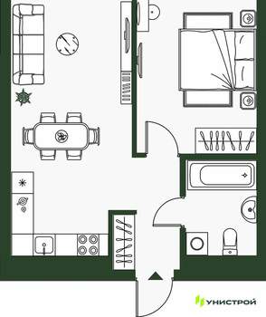 1-к квартира, вторичка, 39м2, 4/10 этаж