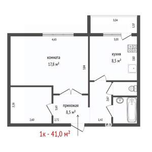 1-к квартира, вторичка, 41м2, 7/10 этаж