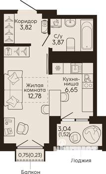 Студия квартира, вторичка, 29м2, 6/18 этаж