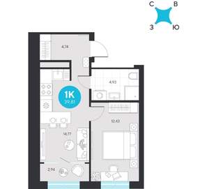 1-к квартира, вторичка, 40м2, 2/23 этаж