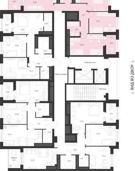 3-к квартира, строящийся дом, 70м2, 22/22 этаж