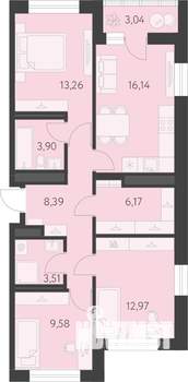 3-к квартира, вторичка, 75м2, 21/25 этаж