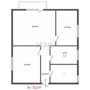 3-к квартира, вторичка, 52м2, 4/5 этаж