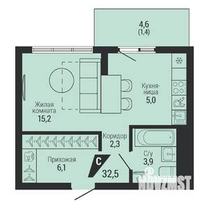 1-к квартира, вторичка, 34м2, 9/31 этаж