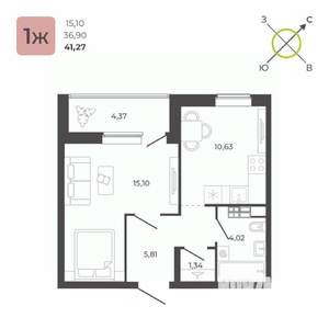 1-к квартира, вторичка, 41м2, 12/23 этаж